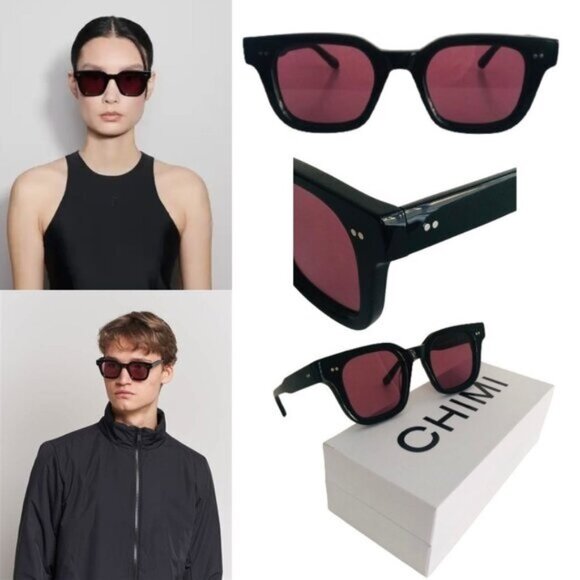 💎💎💎NWT - CHIMI 04M Lab Black Red Sunglasses (45mm-24mm) - Picture 1 of 16